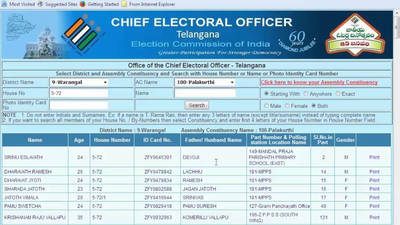 Election Commission Telangana Voter List